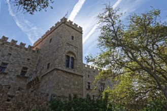 Medieval castle with stone towers under a clear sky and surrounded by trees, d'Amboise Gate,