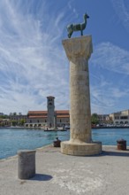 Colossus of Rhodes rises at the harbour of Mandraki, Colossus of Rhodes Mandraki Harbour, Medieval