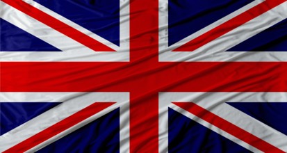 British flag waving. Flag of United Kingdom with cloth texture