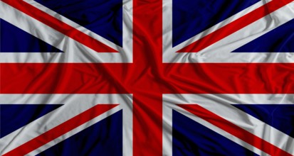 British flag with fabric texture background. National flag of United Kingdom