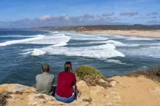 Viewpoint at Praia da Bordeira beach, near Carrapateira, popular with surfers, wave riders, rocky