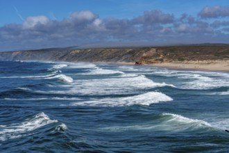 Praia da Bordeira beach, near Carrapateira, popular with surfers, wave riders, rocky coast, steep