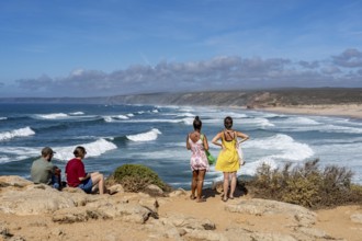Viewpoint at Praia da Bordeira beach, near Carrapateira, popular with surfers, wave riders, rocky