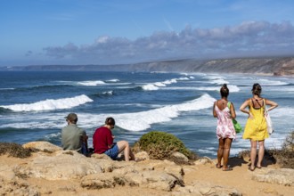 Viewpoint at Praia da Bordeira beach, near Carrapateira, popular with surfers, wave riders, rocky