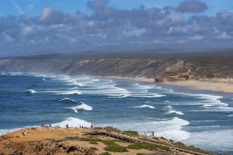 Praia da Bordeira beach, near Carrapateira, popular with surfers, wave riders, rocky coast, steep