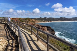 Viewpoint at Praia do Portinho do Forno, view of Praia do Amado beach near Carrapateira, popular