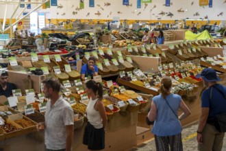 The Mercado Municipal de Tavira, market stalls of all kinds under one roof, spices, vegetables,