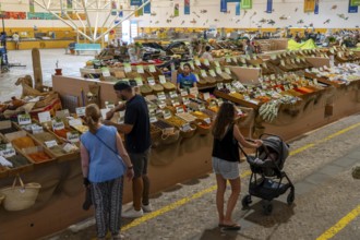 The Mercado Municipal de Tavira, market stalls of all kinds under one roof, spices, vegetables,