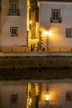 Evening in the old town centre, by the Gilao River, Tavira, in the Algarve, Portugal