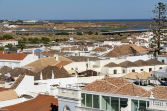 View from the Castelo de Tavira fortress, over the old town, in the Algarve, Portugal