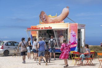 Snack bar, last sausage in front of America, at the Cabo de São Vicente lighthouse, at the Cape