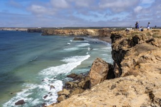Rocky coast, cliffs in the south-west of the Algarve, near Sagres, Tonel Beach, beach, popular with