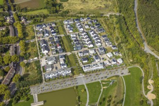 Aerial view, Bergpark Lohberg creative quarter, former colliery site and landscaping, housing