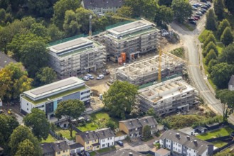 Aerial photo, Solarquartier Lohberg, construction site and new construction residential buildings