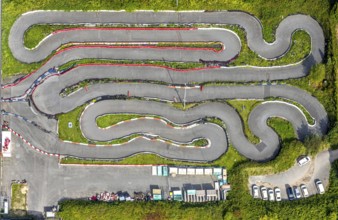 Aerial view, Kartarena Go-Kartbahn an der Thyssenstraße, Averbruch, Dinslaken, Ruhr area, North