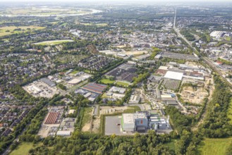 Aerial view, industrial area Thyssenstraße with Dinslakener Holz-Energiezentrum DHE, in the