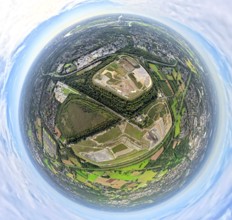 Aerial view, Emscher Hangpark and tailings pile with landfill Wehofen, between river Emscher and