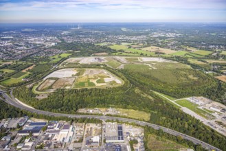 Aerial view, Emscher Hangpark and tailings pile with landfill Wehofen, between river Emscher and