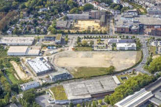 Aerial view, Hamco construction site at the corner of Hans-Böckler-Straße and Otto-Brenner-Straße,
