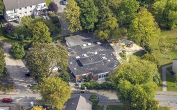 Aerial photo, evang. kindergarten Kita Lohberg, Lohberg, Dinslaken, Ruhr area, North