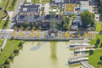 Aerial view, Bergpark Lohberg Kreativquartier, former colliery site and landscaping, Lohberger