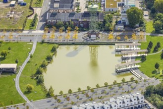 Aerial view, Bergpark Lohberg Kreativquartier, former colliery site and landscaping, Lohberger