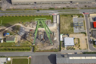 Aerial view, Bergpark Lohberg creative quarter, former colliery site and landscaping, winding