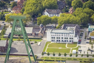 Aerial view, Bergpark Lohberg creative quarter, former colliery site and landscaping, winding