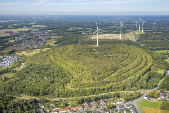 Aerial photo, Lohberg spoil tip and wind turbines, spoil tip landscape, Bruckhausen wind farm,
