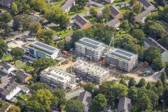 Aerial photo, Solarquartier Lohberg, construction site and new construction residential buildings