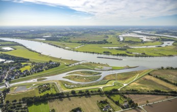 Aerial view, Emscher renaturalisation river Emscher, new Emscher estuary city border