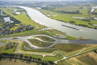Aerial view, Emscher renaturalisation river Emscher, new Emscher estuary city border