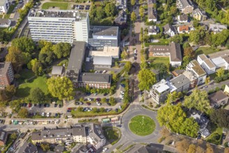 Aerial view, GFO Kliniken Niederrhein - St. Vinzenz Hospital, roundabout Duisburger Straße,