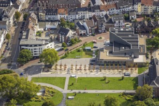 Aerial view, Kathrin-Türks-Halle theatre at the municipal park, Dinslaken, Ruhr area, North