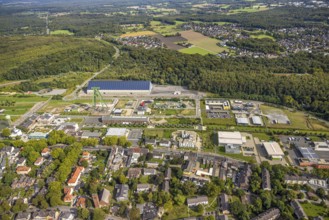 Aerial view, Bergpark Lohberg creative quarter, former colliery site and landscaping, winding