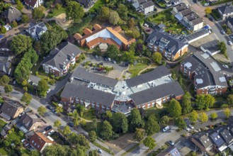 Aerial view, Hewag Seniorenstift GmbH Pflegeheim und evang. Kindergarten Kita, Hünxe, Ruhr area,