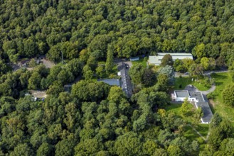 Aerial photo, BRH Bundesverband Rettungshunde e.V. training facility in the Testerberge forest