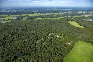 Aerial photo, BRH Bundesverband Rettungshunde e.V. training facility in the Testerberge forest