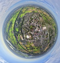 Aerial view, city centre view with town hall and town hall square, Voerde school centre, earth