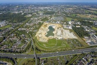 Aerial view of the former harness racing track Recklinghausen, on the A2 motorway, with northern
