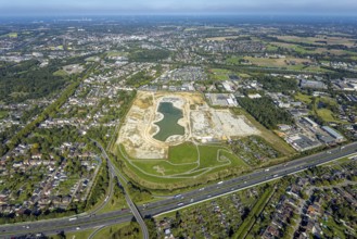 Aerial view of the former harness racing track Recklinghausen, on the A2 motorway, with northern