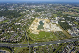 Aerial view of the former harness racing track Recklinghausen, on the A2 motorway, with northern