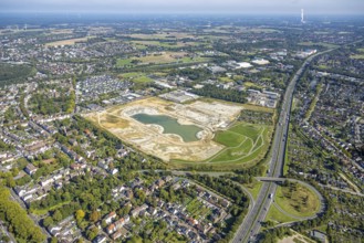 Aerial view of the former harness racing track Recklinghausen, on the A2 motorway, with northern