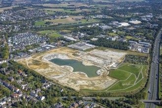 Aerial view of the former harness racing track Recklinghausen, on the A2 motorway, with northern