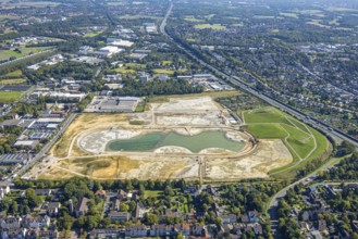 Aerial view of the former harness racing track Recklinghausen, on the A2 motorway, with northern