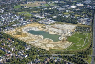 Aerial view of the former harness racing track Recklinghausen, on the A2 motorway, with northern