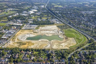 Aerial view of the former harness racing track Recklinghausen, on the A2 motorway, with northern