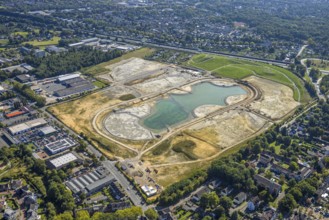 Aerial view of the former harness racing track Recklinghausen, on the A2 motorway, with northern