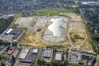 Aerial view of the former harness racing track Recklinghausen, on the A2 motorway, with northern