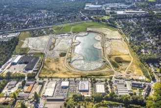 Aerial view of the former harness racing track Recklinghausen, on the A2 motorway, with northern
